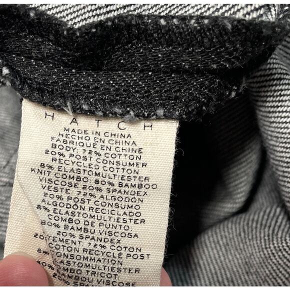 Hatch Over The Bump Jeans 27 Black Maternity Straight Leg Stretchy Raw Hem - Picture 4 of 7